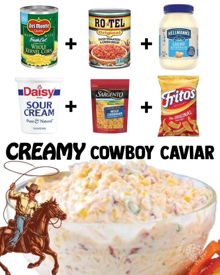 Creamy Cowboy Caviar served in a bowl with fresh ingredients