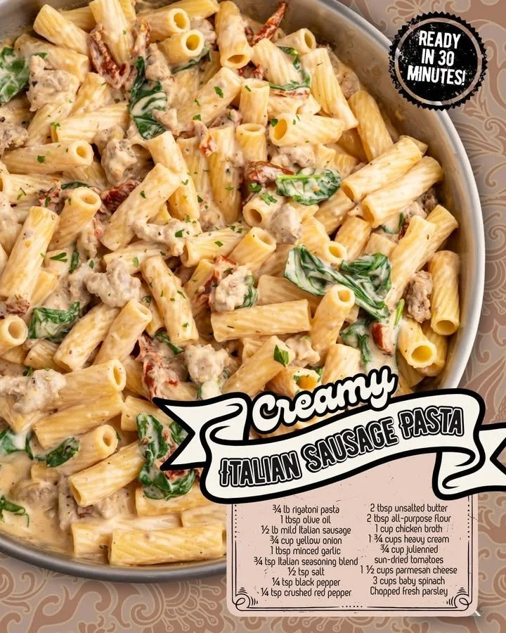 Delicious creamy Italian sausage pasta served in a bowl