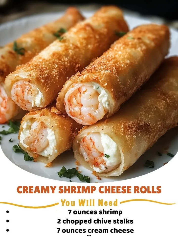Delicious creamy shrimp cheese rolls served on a platter