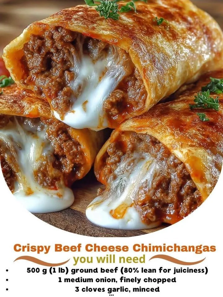 Delicious crispy beef cheese chimichangas on a plate