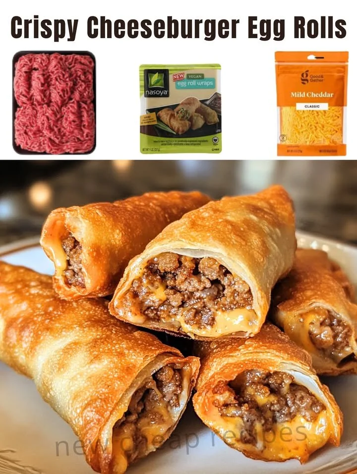 Plate of crispy cheeseburger egg rolls with dipping sauce