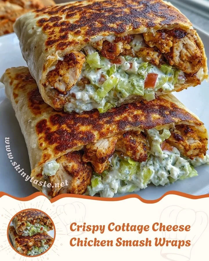 Crispy Cottage Cheese Chicken Wraps ready to serve, garnished and appetizing.