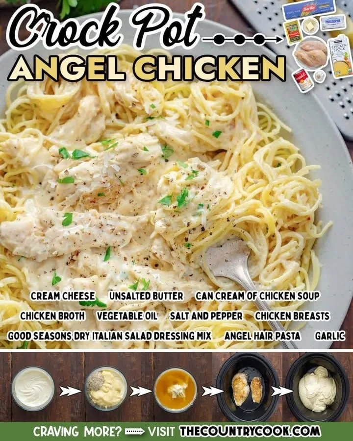 Delicious Crock Pot Angel Chicken served on a plate