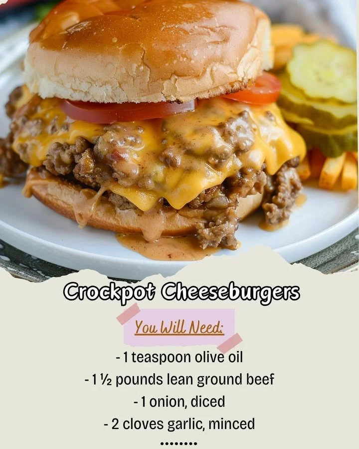 Delicious Crockpot Cheeseburgers cooked to perfection in a slow cooker.