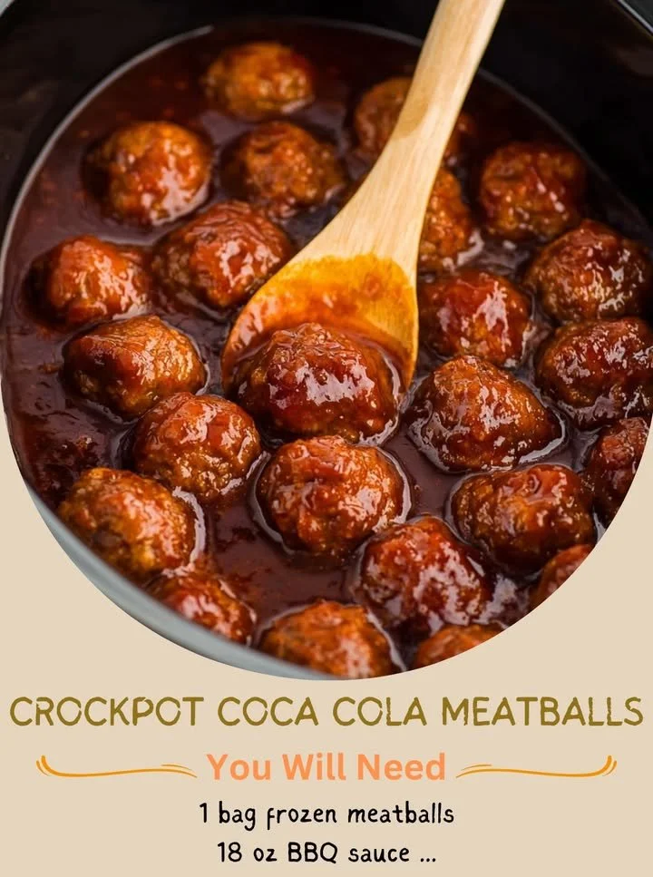 Delicious Crockpot Coca-Cola Meatballs served in a bowl