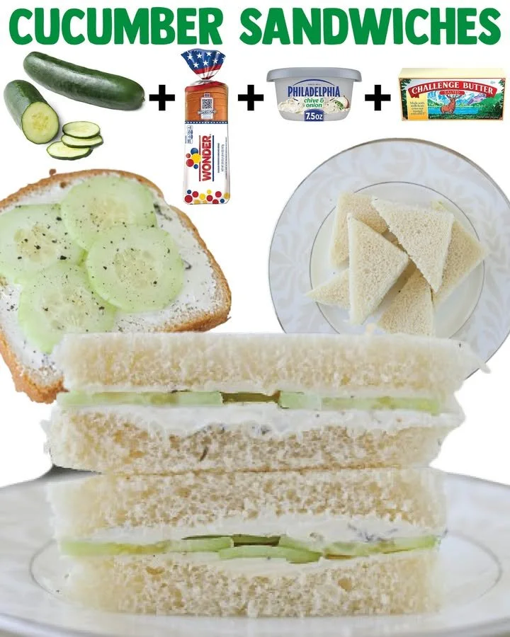 Cucumber tea sandwiches arranged on a platter for an elegant tea party