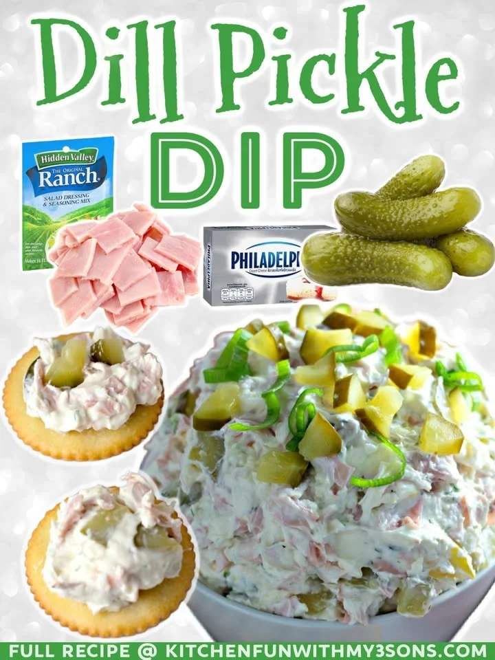 Delicious Dill Pickle Dip served with crackers and vegetables
