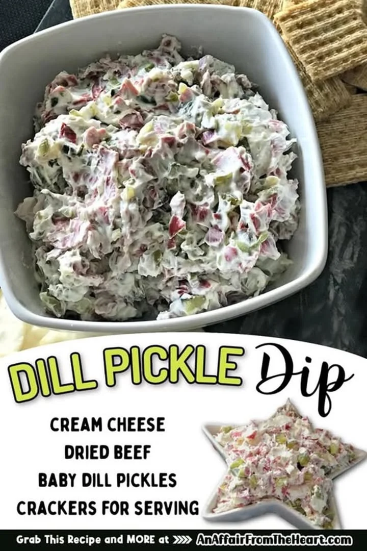 Delicious dill pickle dip served with fresh veggies and crackers.