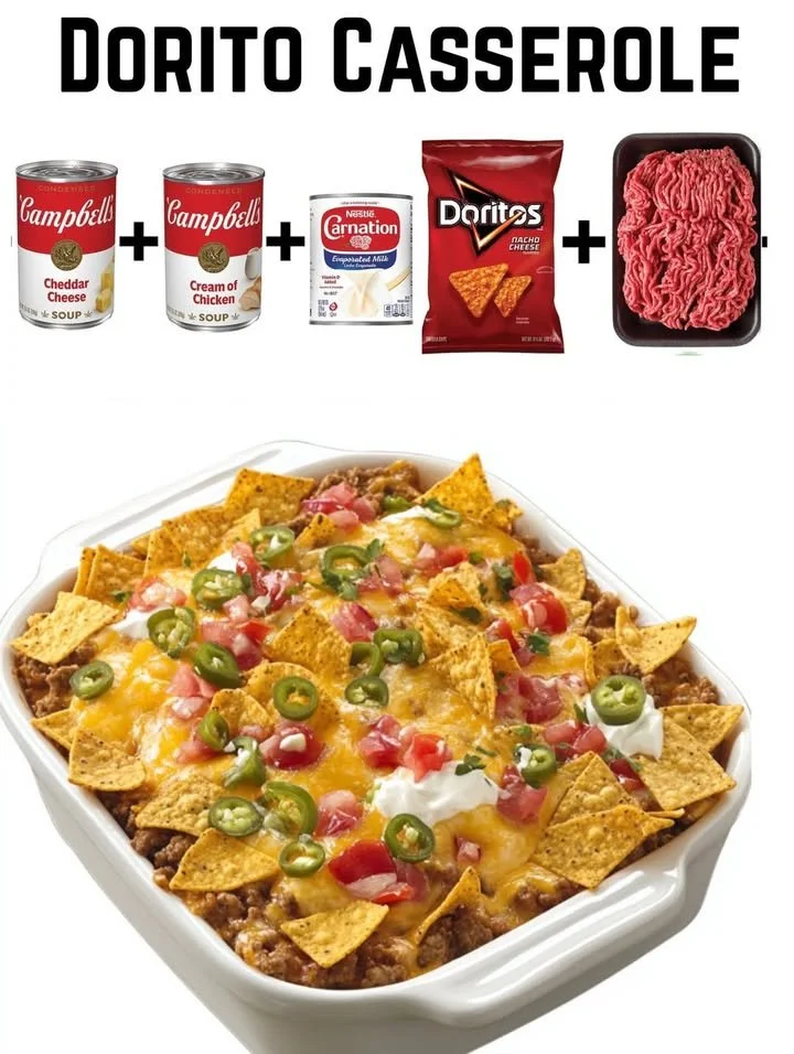 Deliciously baked Dorito Casserole with layers of vibrant ingredients