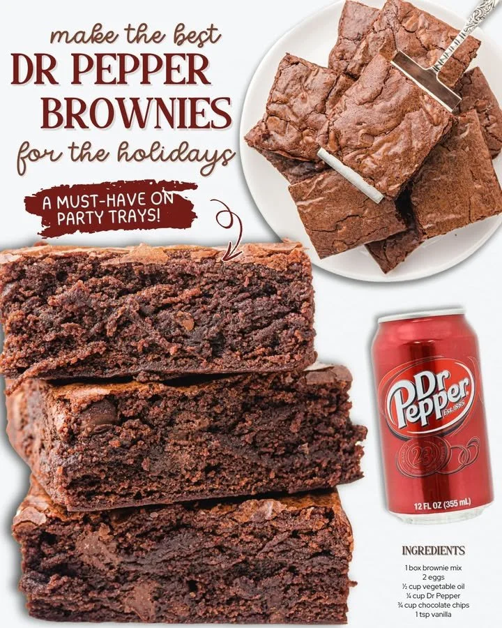 Delicious Dr Pepper brownies with a rich chocolate texture and soda flavor