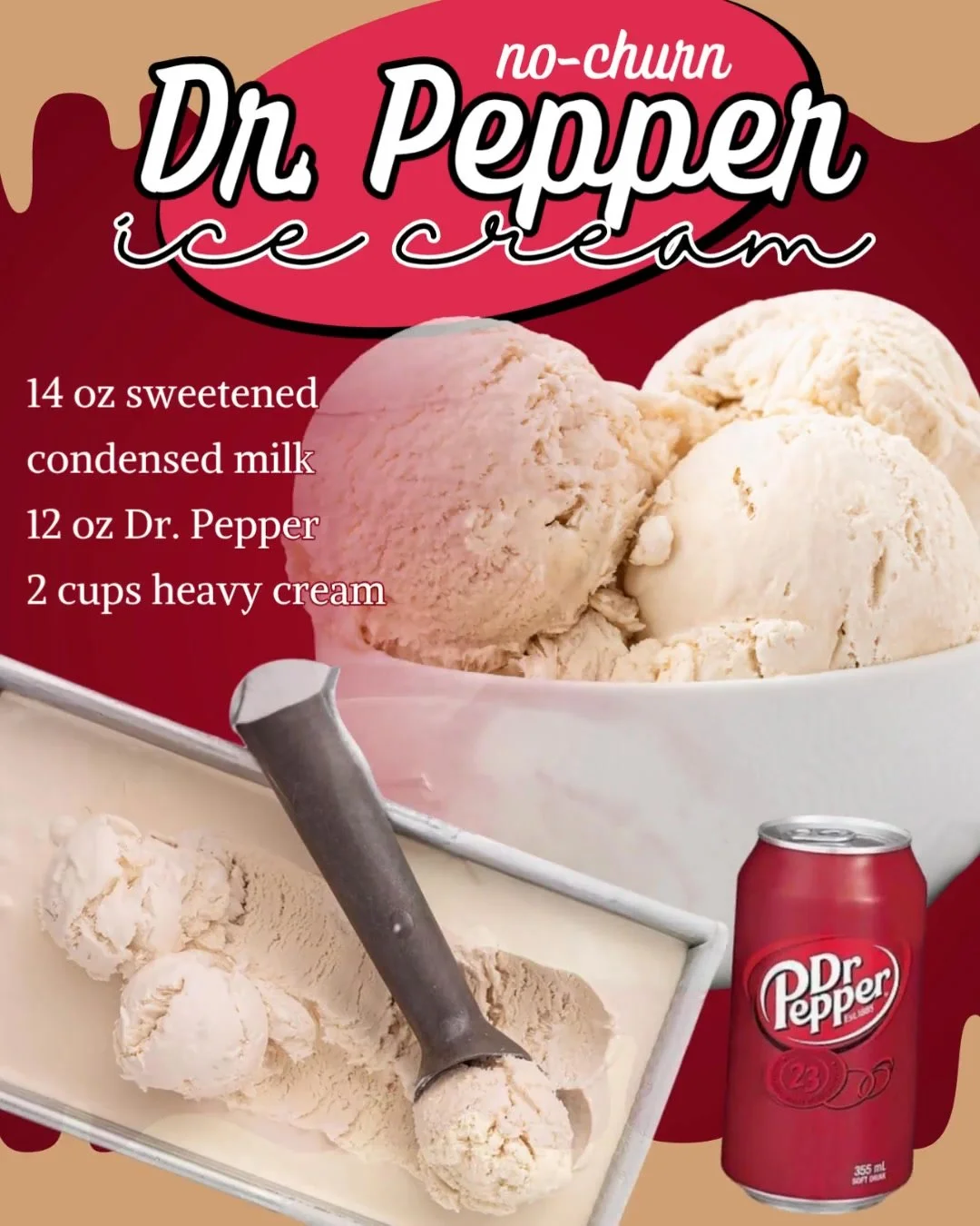 Delicious Dr. Pepper Ice Cream in a bowl, topped with sprinkles.
