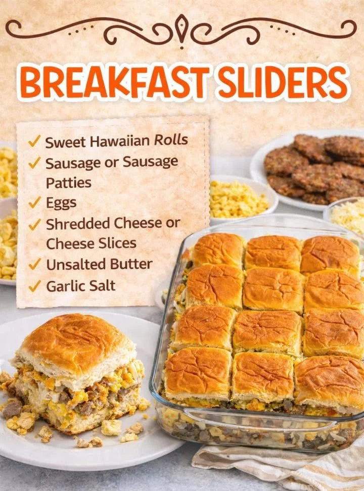 Delicious easy breakfast sliders made with eggs, cheese, and ham.