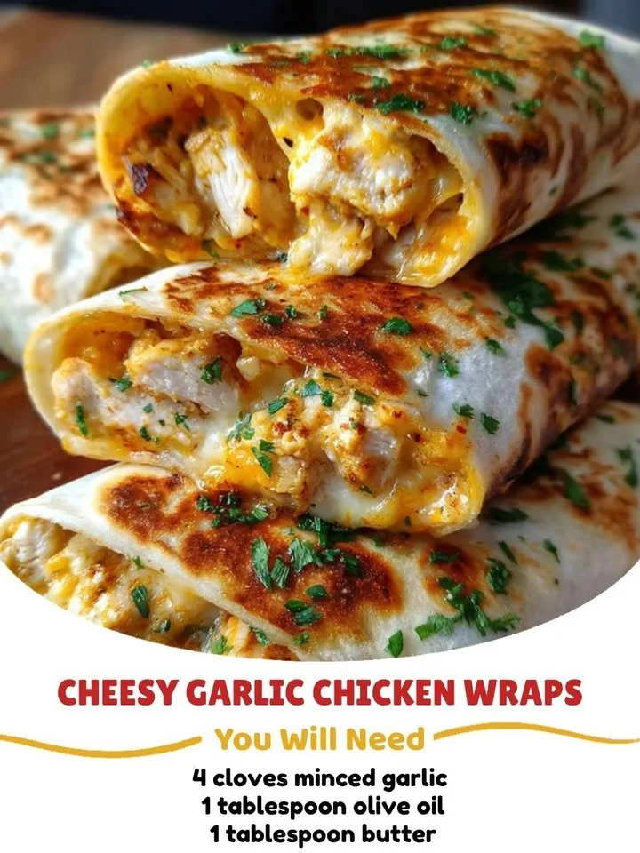 Delicious garlic chicken wraps with cheese, perfect for a quick and tasty meal
