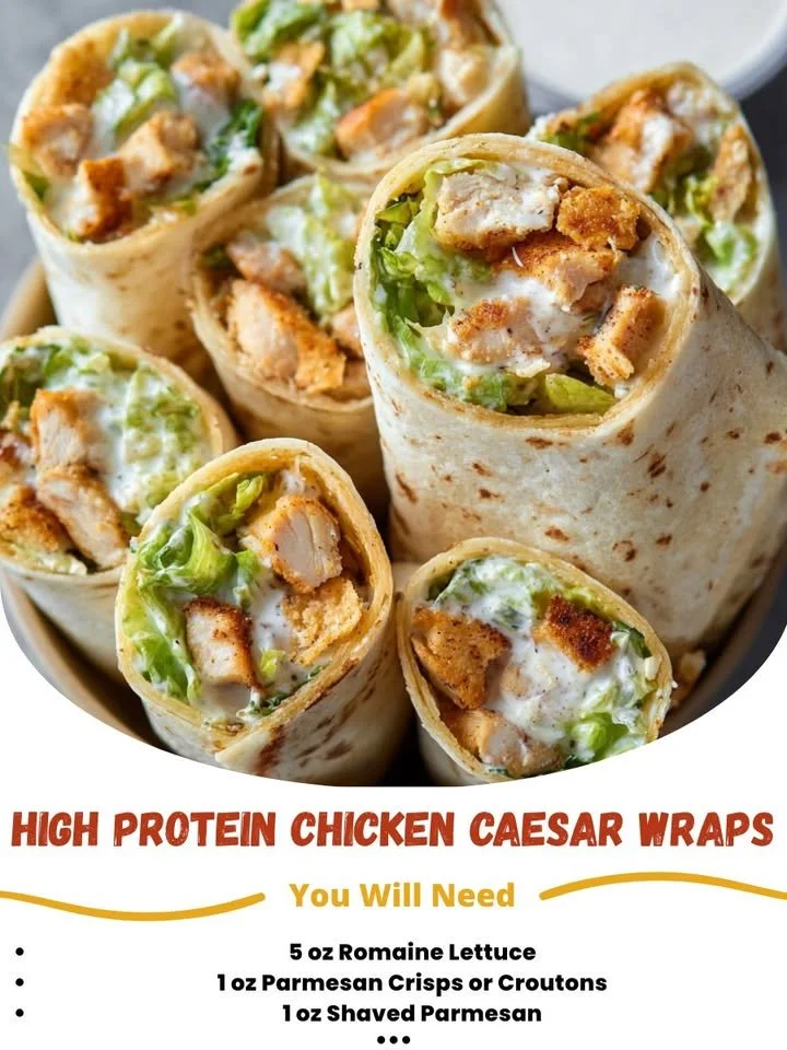 Easy Chicken Caesar Wraps with grilled chicken and romaine lettuce in a tortilla