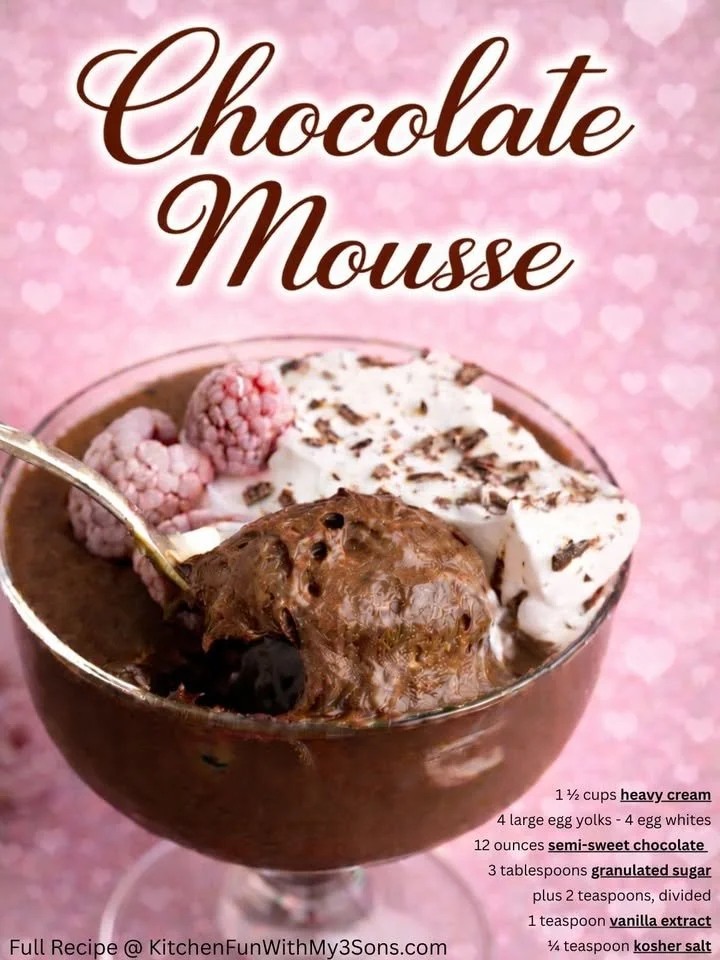 Delicious easy chocolate mousse served in a glass with whipped cream on top