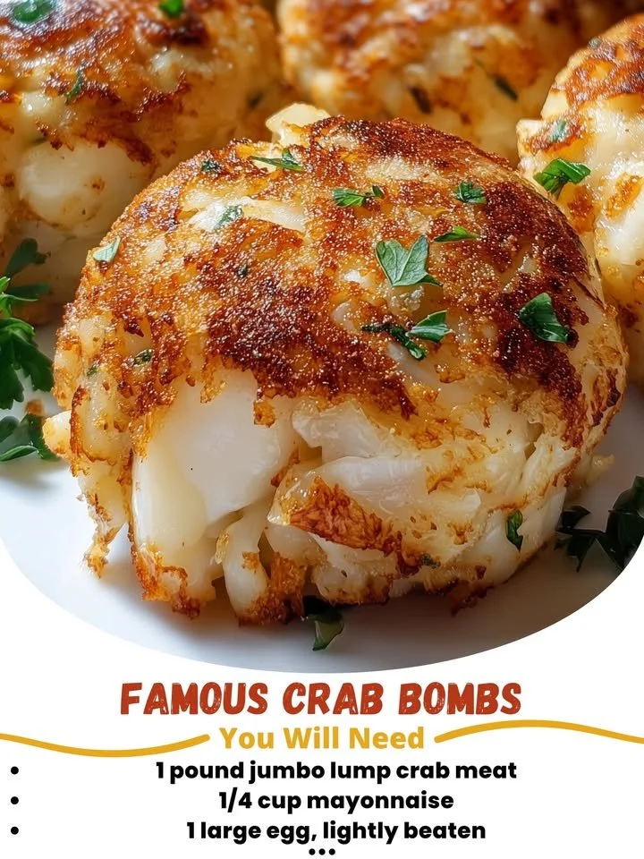 Delicious crab bombs filled with seasoned crab meat and spices.
