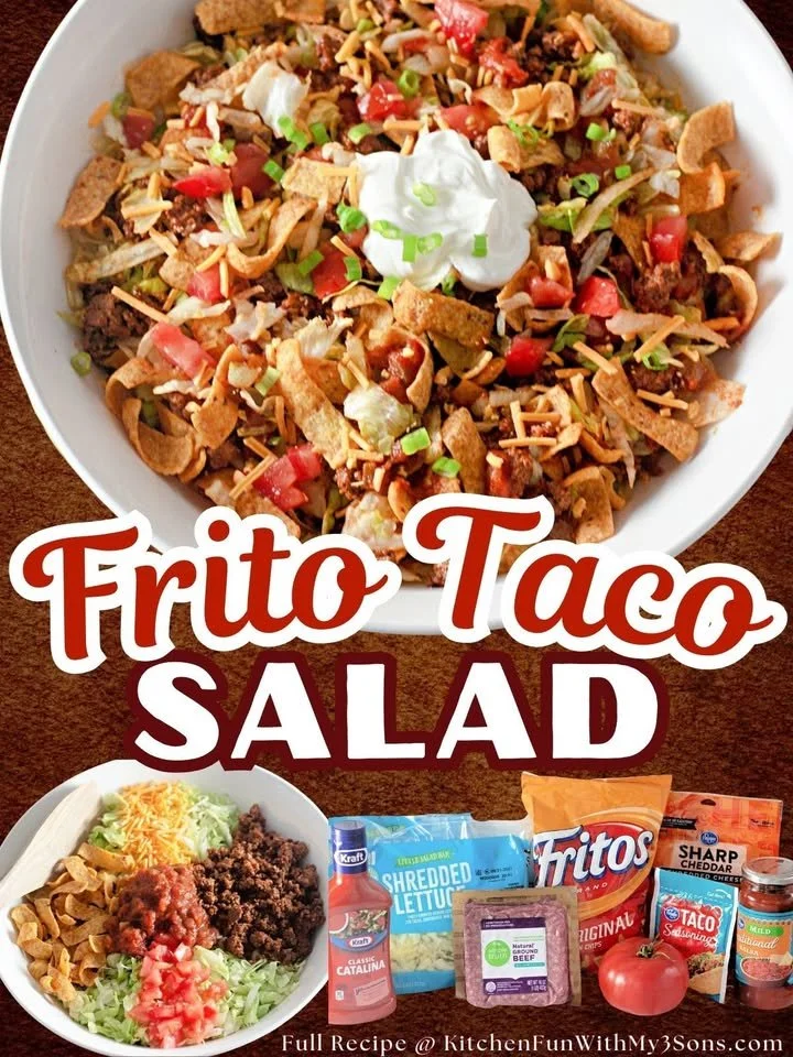 Delicious Frito Taco Salad with colorful ingredients and toppings