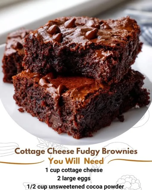 Fudgy cottage cheese brownies fresh out of the oven, rich and delicious dessert.