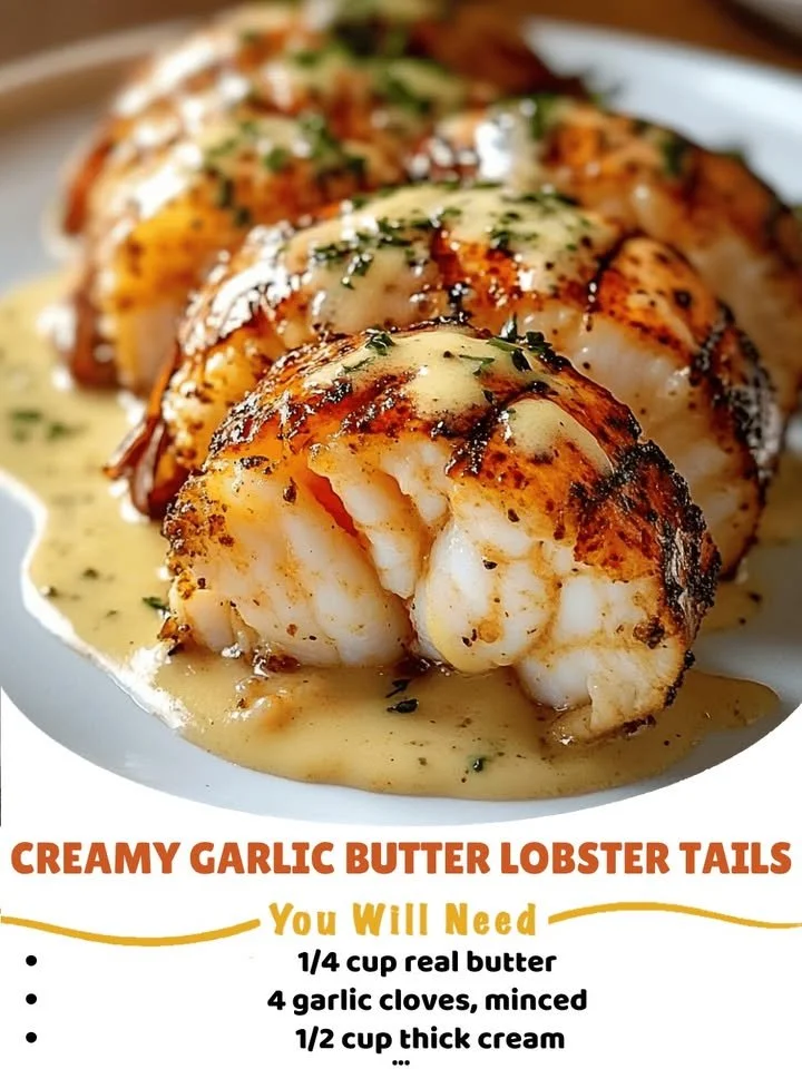 Delicious Garlic Butter Lobster served with fresh herbs and lemon