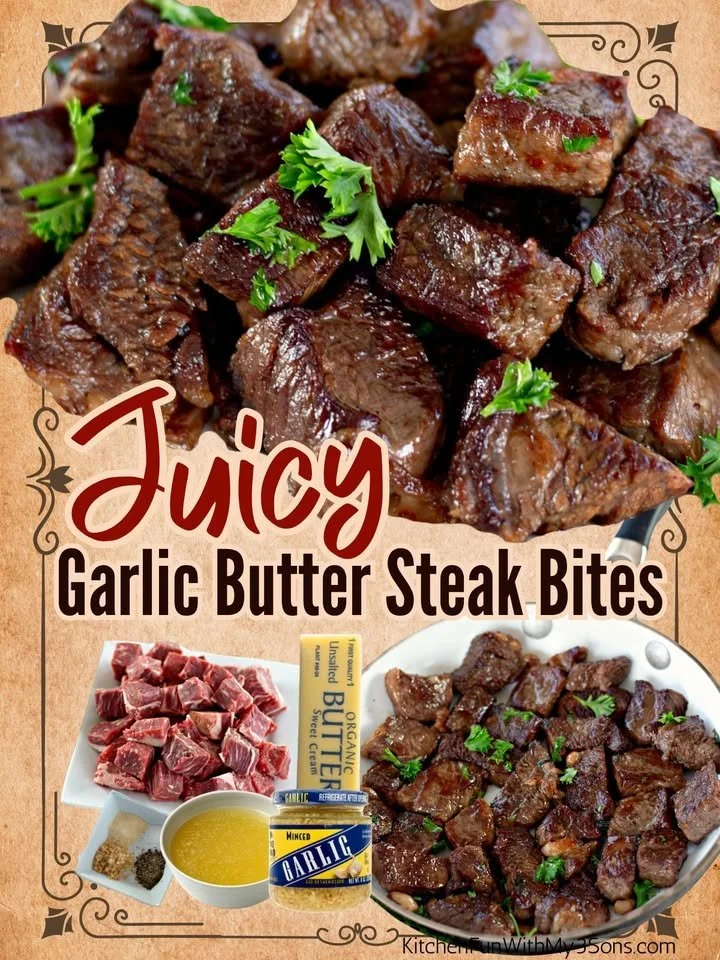 Delicious garlic butter steak bites served on a plate
