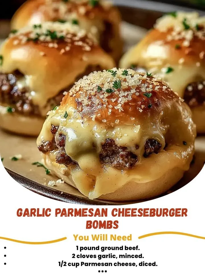 Delicious Garlic Parmesan Cheeseburger Bombs ready to be served