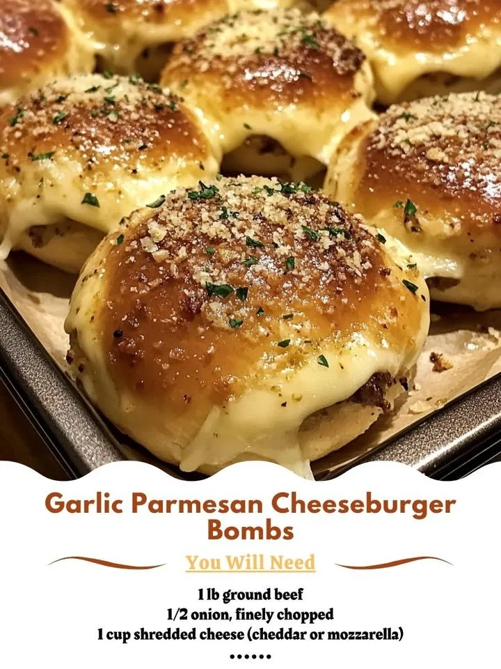 Garlic Parmesan Cheeseburger Bombs ready to be served