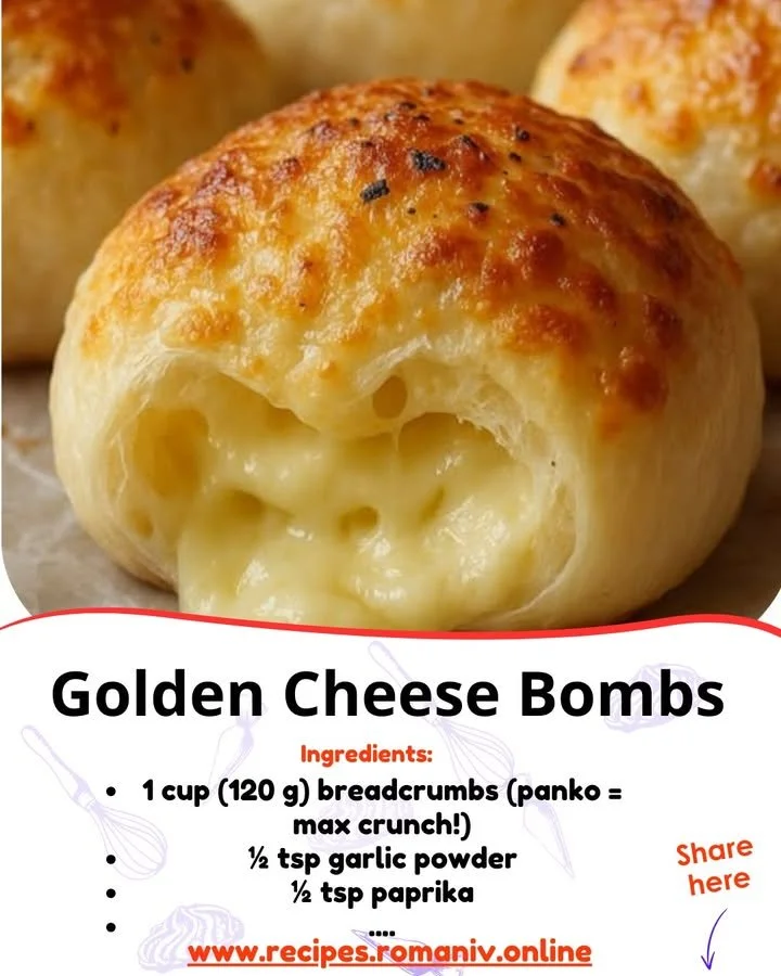 Golden Cheese Bombs served as a cheesy snack, ideal for any occasion.