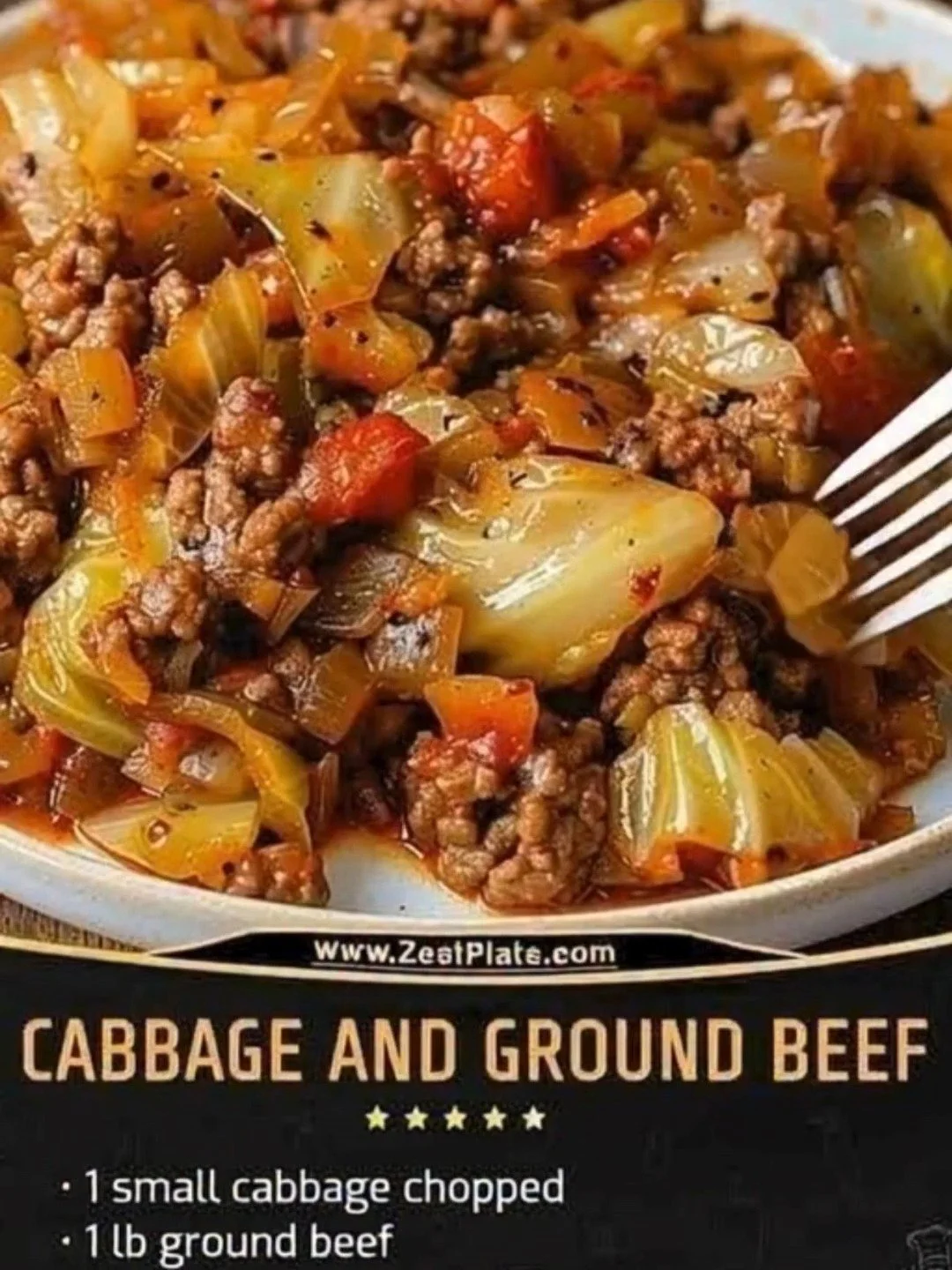 Ground Beef and Chopped Cabbage dish served in a bowl