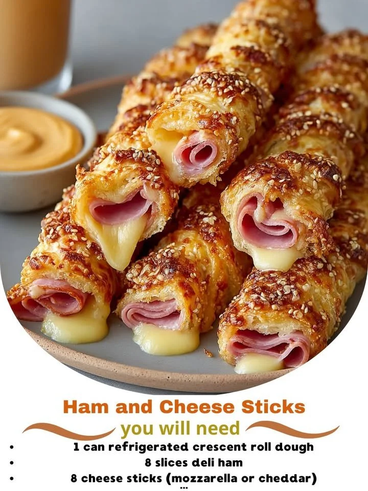 Ham and cheese sticks fresh out of the oven, golden and crispy