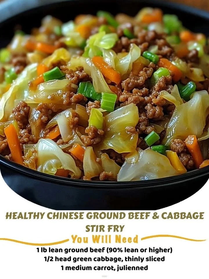 Healthy beef stir fry made with ground beef and cabbage on a plate