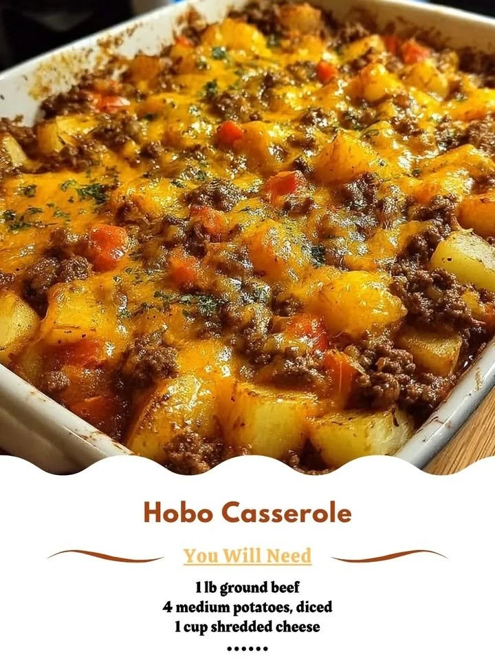 Delicious Hobo Casserole made with meat and vegetables in a single dish.
