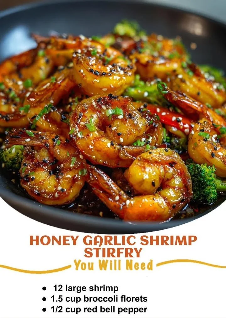 Honey garlic shrimp stir-fry with colorful vegetables