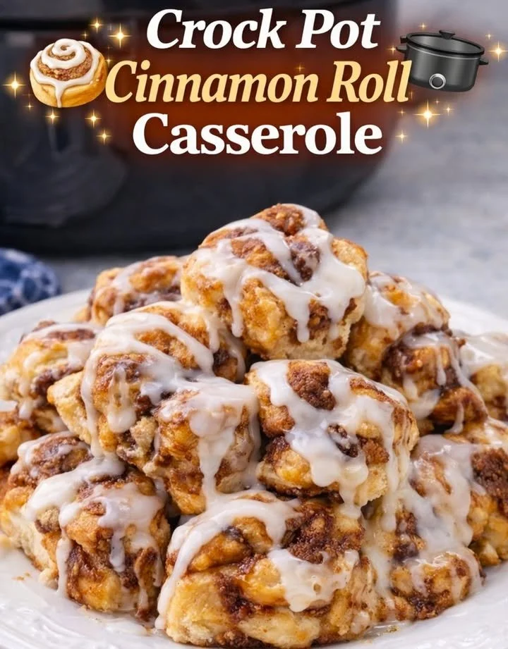 Delicious cinnamon roll casserole baked and ready to serve.