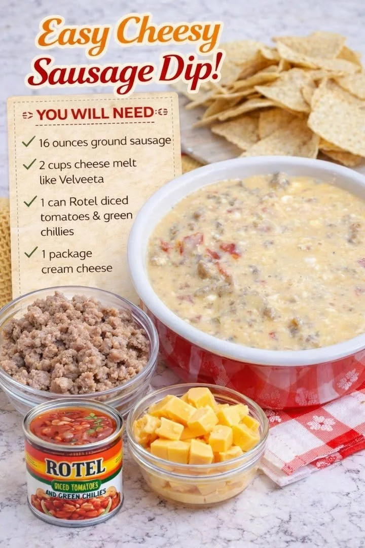 Delicious cheesy sausage dip served in a bowl, perfect for parties
