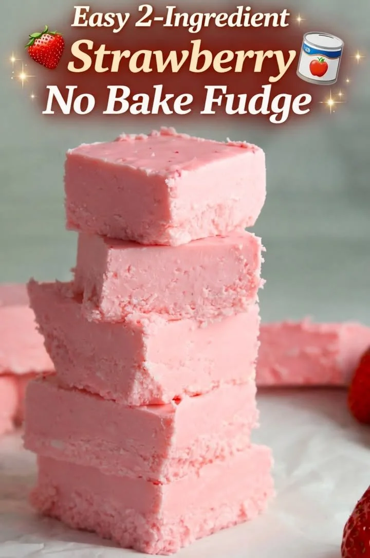 Incredible strawberry no bake fudge dessert with fresh strawberries