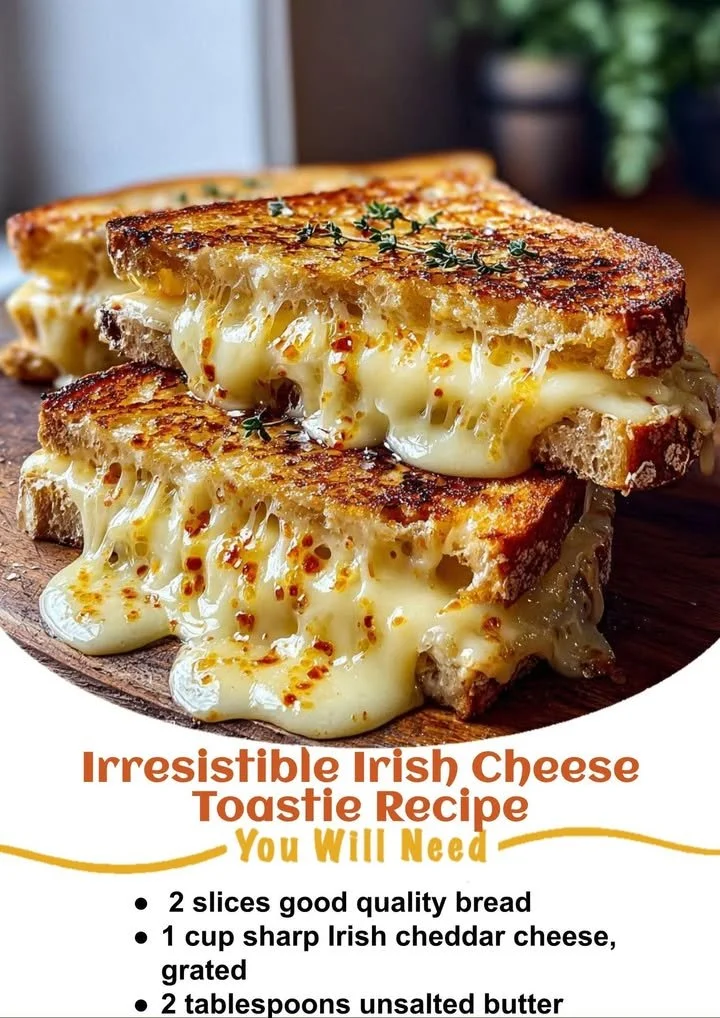 Delicious Irish Cheese Toastie with melted cheese and crispy crust