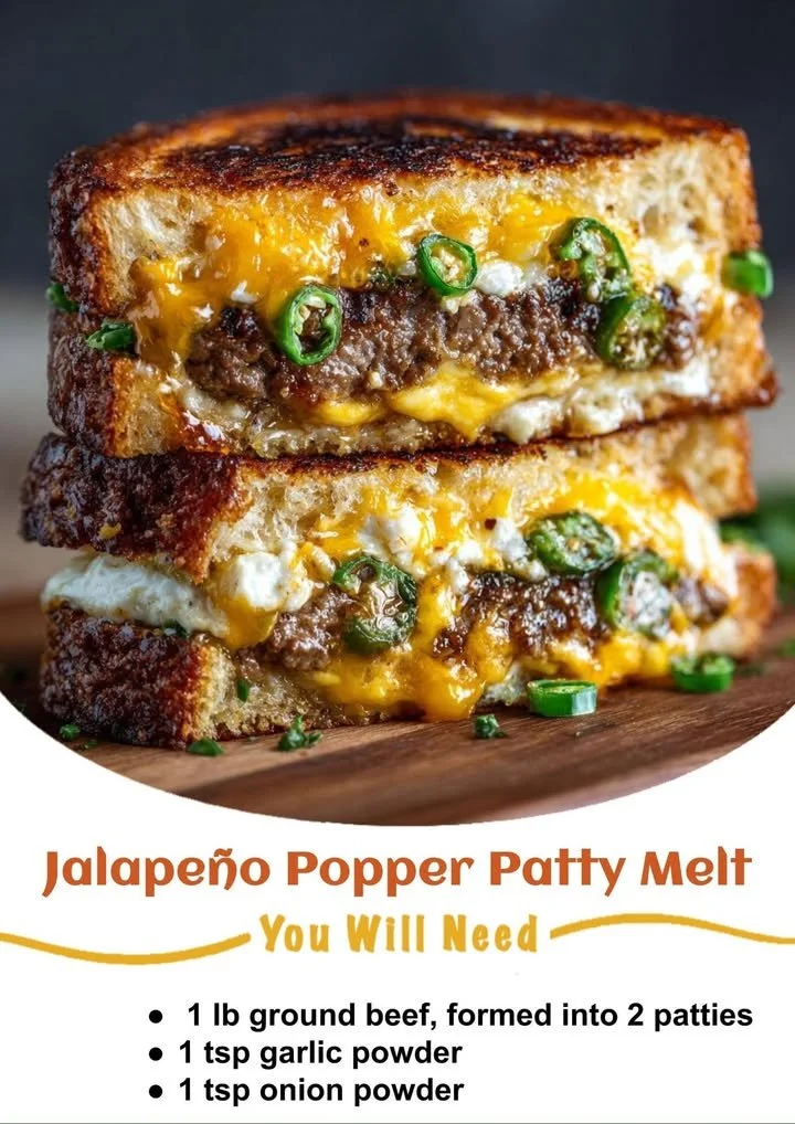 Delicious Jalapeño Popper Patty Melt sandwich with cheese and jalapeños