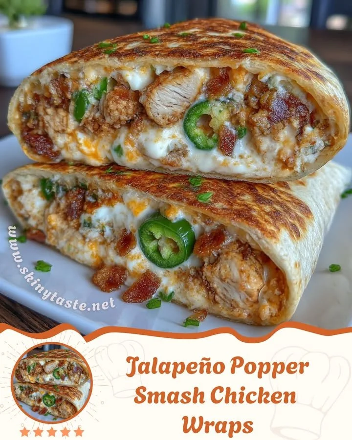 Delicious Jalapeño Popper Smash Chicken Wraps ready to enjoy