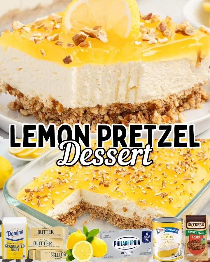 Delicious Lemon Pretzel Dessert with a sweet and tangy flavor.