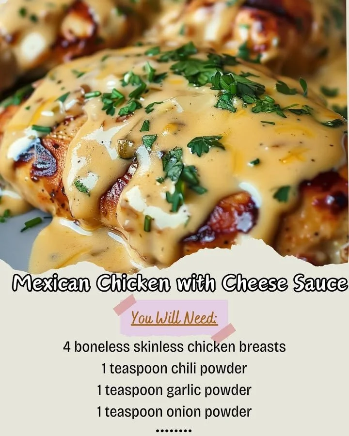 Delicious Mexican Chicken with Cheese Sauce served on a plate