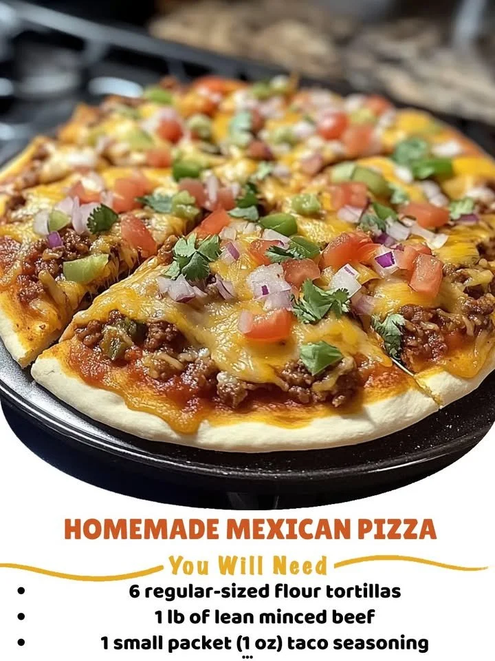Delicious Mexican Style Pizza topped with fresh ingredients and vibrant flavors