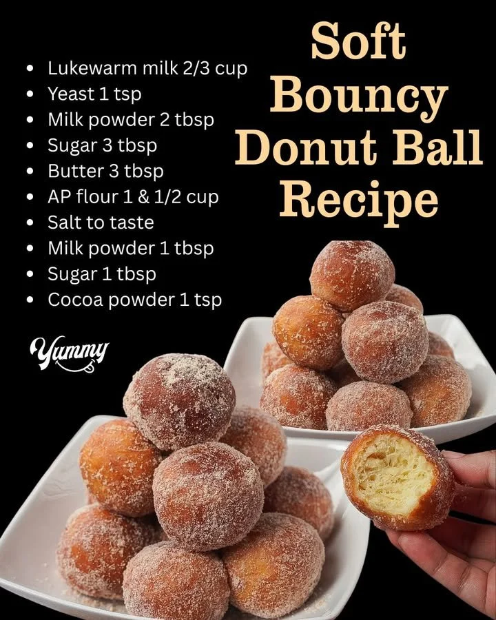 Homemade soft and bouncy milky donut balls served with chocolate glaze.