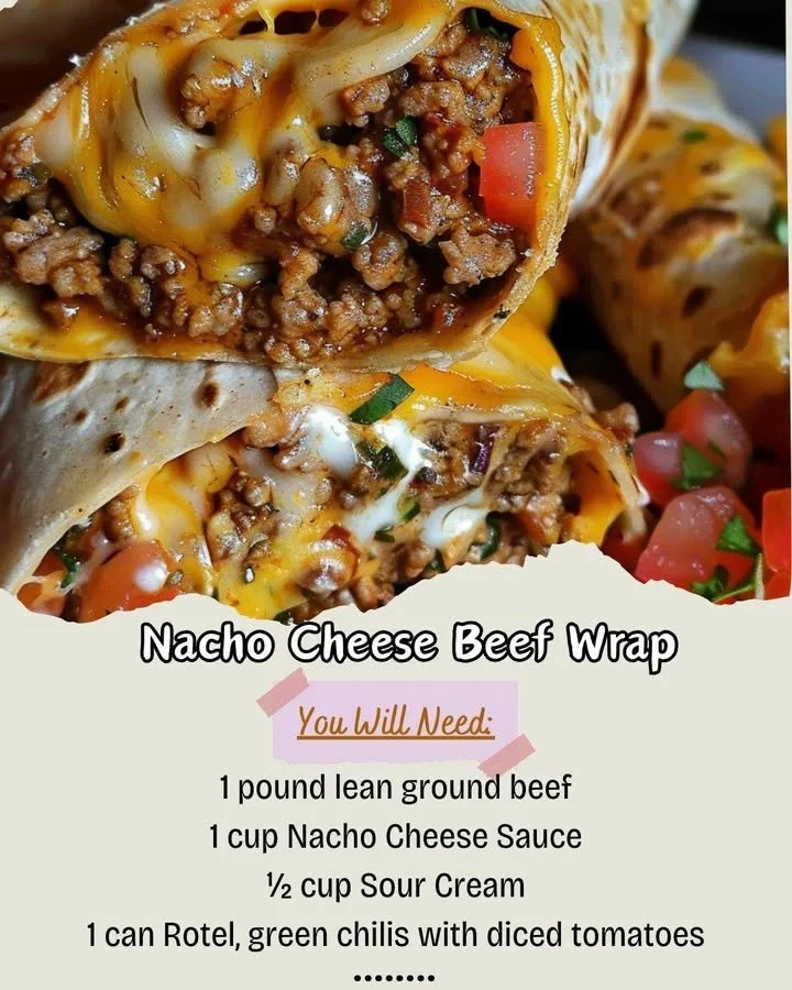 Delicious Nacho Cheese Beef Wrap with toppings ready to serve
