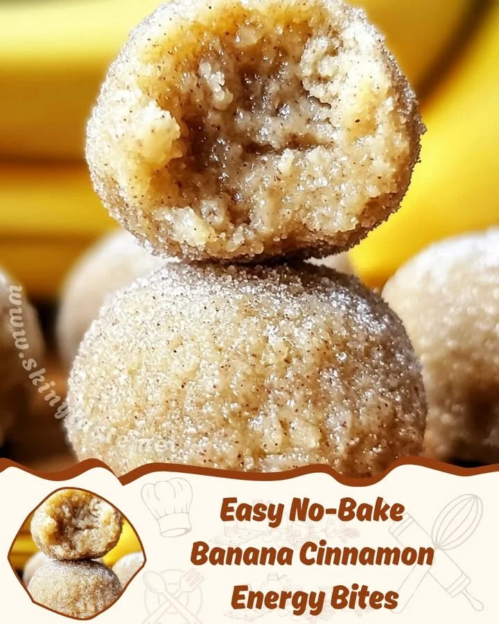 No-bake banana cinnamon energy bites recipe with nutritious ingredients.