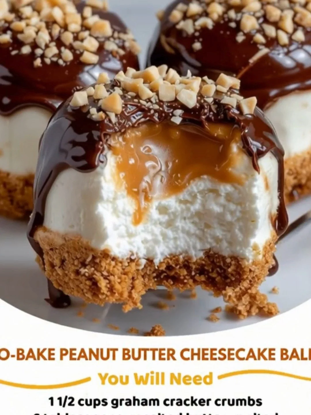 No-Bake Peanut Butter Cheesecake Balls on a plate