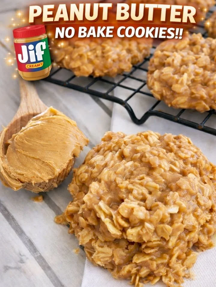 Delicious no bake peanut butter cookies on a plate