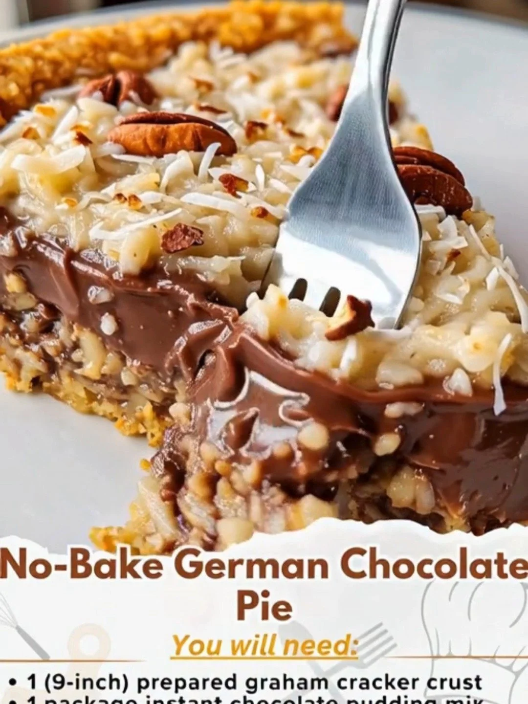 Delicious no-bake pie topped with fresh fruit and cream