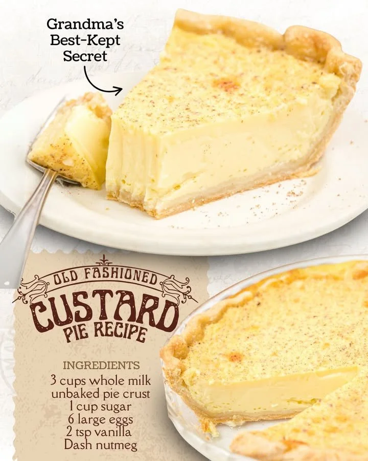 Delicious old-fashioned custard pie slice on a plate