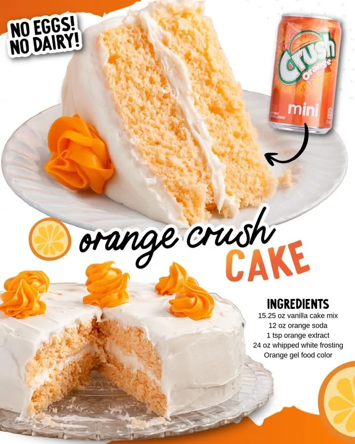 Deliciously baked Orange Soda Cake topped with orange zest frosting