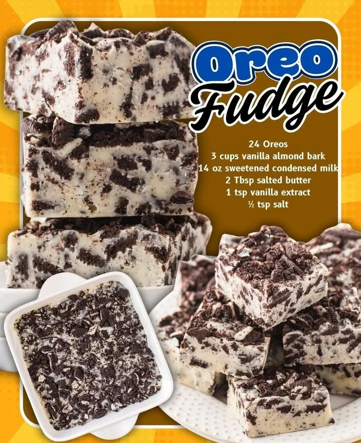 Delicious homemade Oreo fudge with crushed Oreos and creamy chocolate layer.